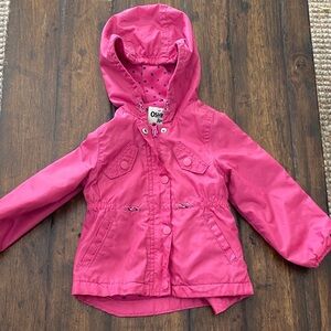 🩷 OshKosh B'gosh Pink Hooded Raincoat with fleece lining 🩷